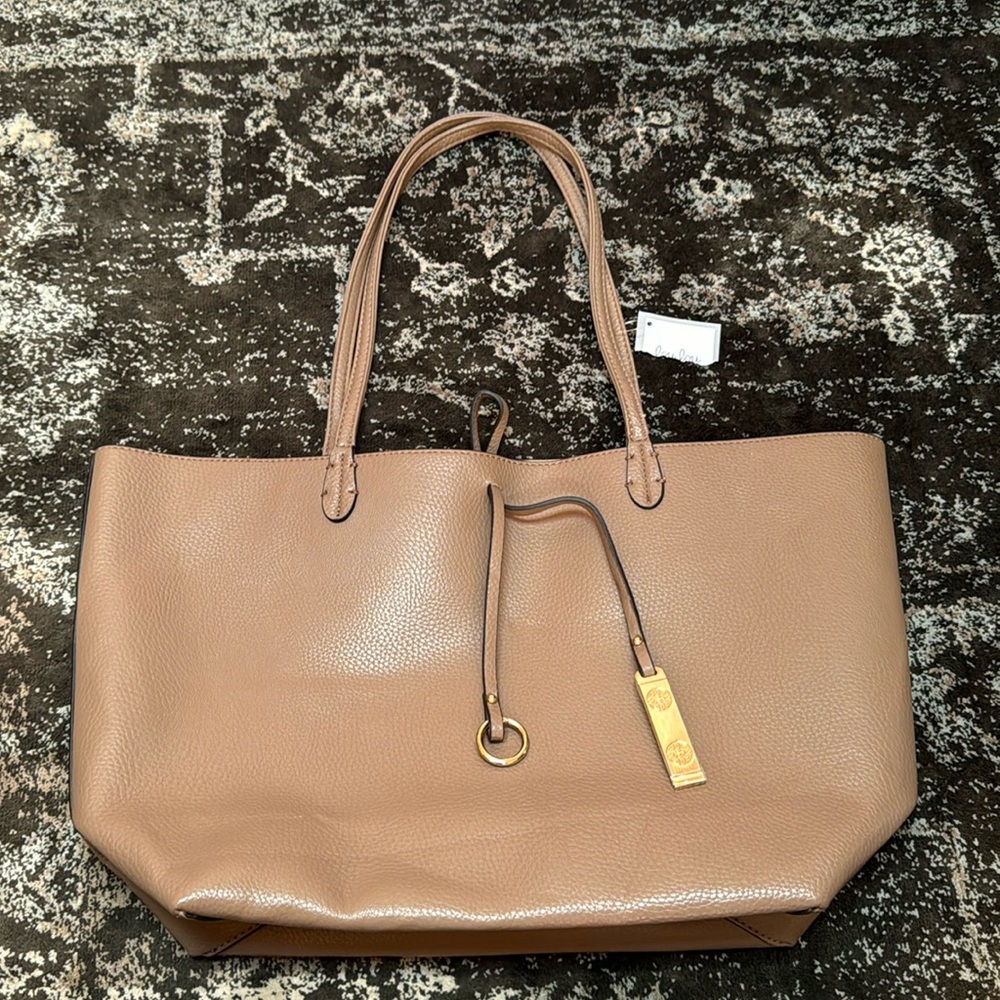 NEW pleather Khaki Tote